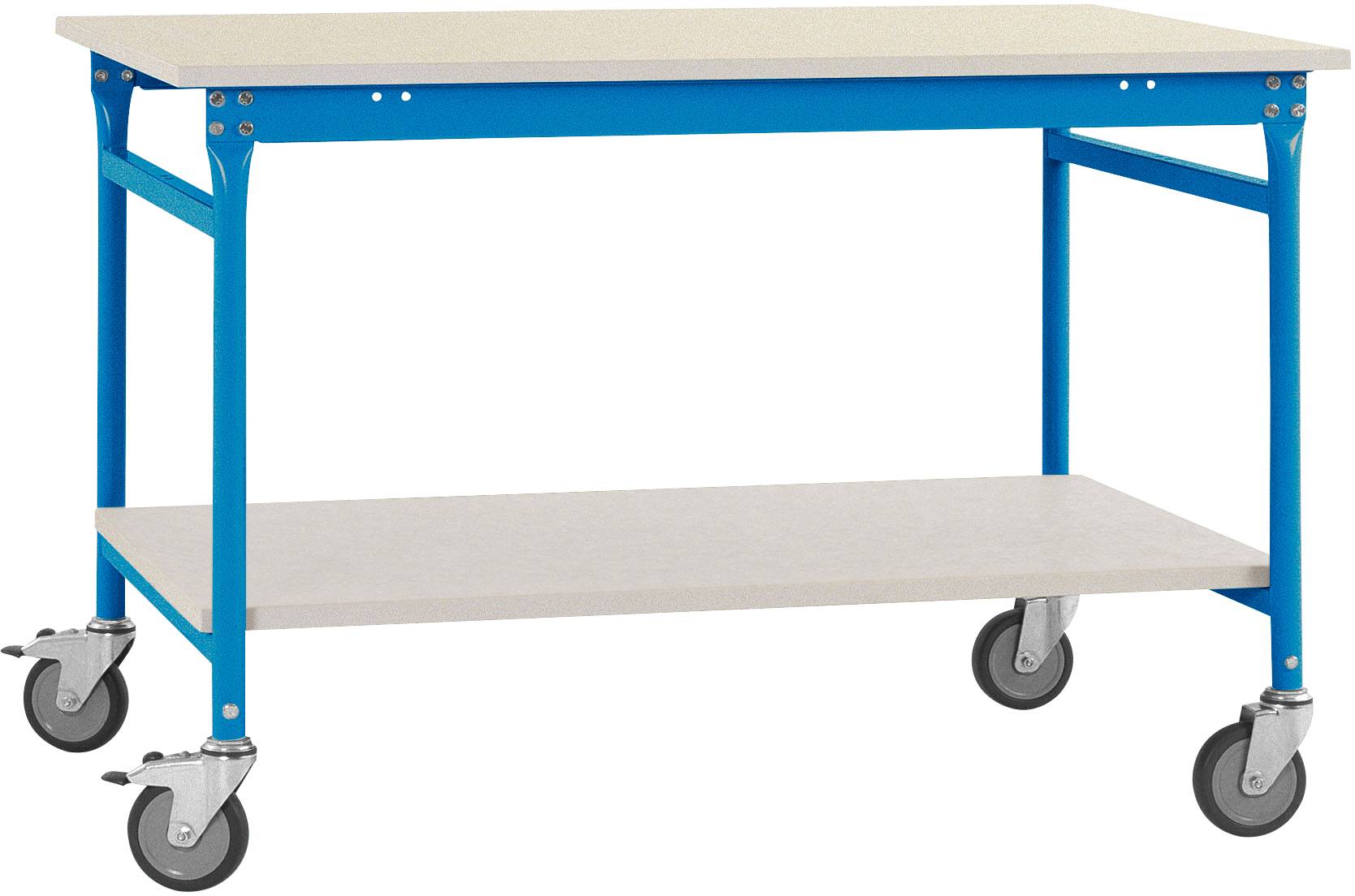 Manuflex BB5311.5012 Komplett BASIS oldalsó asztal melamin felső + közbülső polccal, szélesség nagysága: 1000 x 600 x 850 mm Élénk kék (RAL 5012)