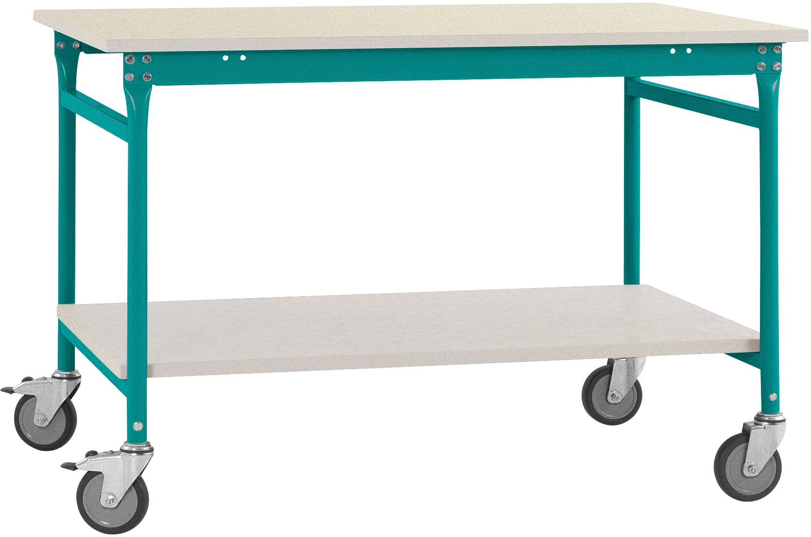 Manuflex BB5317.5021 Komplett BASIS oldalsó asztal műanyag felső és közbenső polccal, szélesség nagysága: 1000 x 600 x 850 mm Vízkék