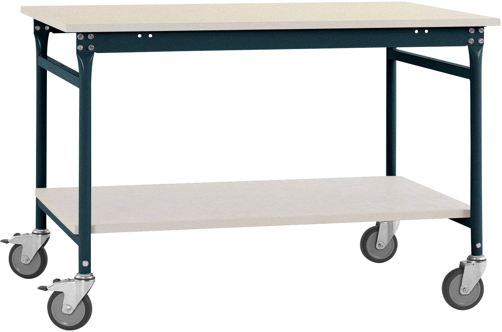 Manuflex BB5327.7016 Komplett BASIS oldalsó asztal műanyag felső és közbenső polccal, szélesség nagysága: 1250 x 600 x 850 mm Antracit