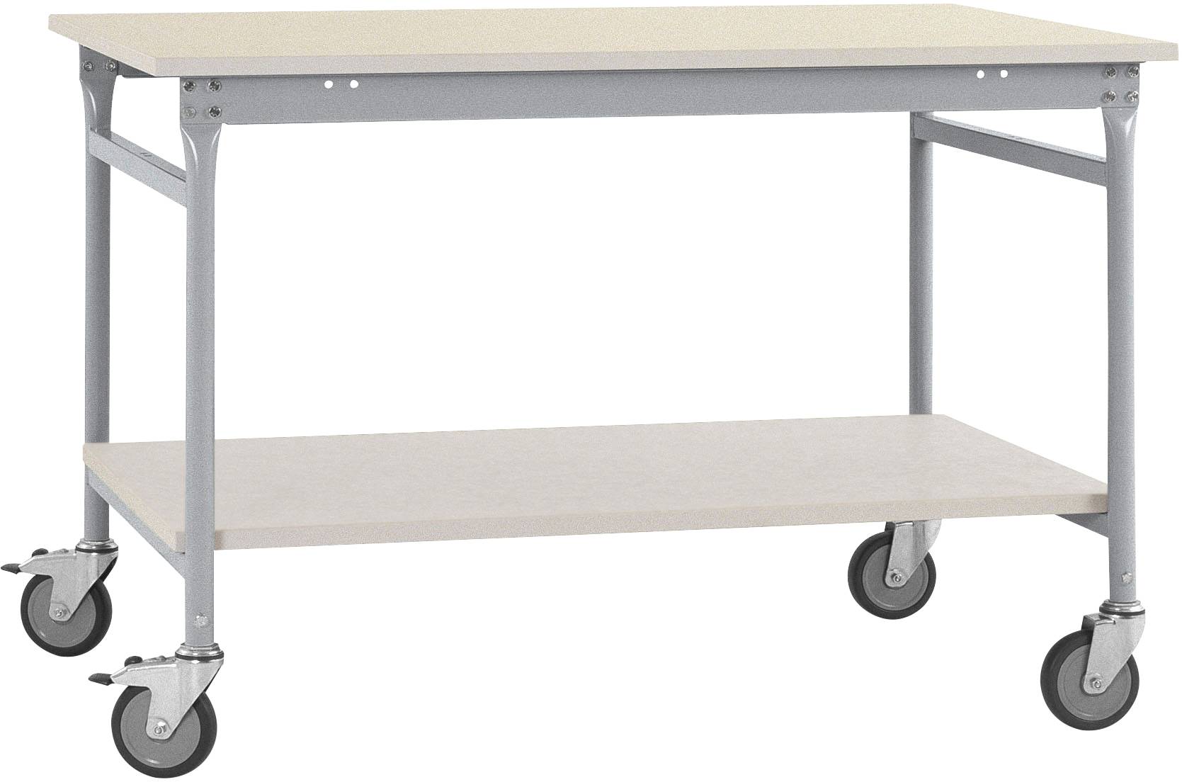 Manuflex BB5311.9006 Komplett BASIS oldalsó asztal melamin felső + közbülső polccal, szélesség nagysága: 1000 x 600 x 850 mm Alumínium ezüst