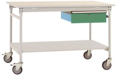 Manuflex TP5341.6011 Komplett BASIS oldalsó asztal melamin tetejével + egyetlen fiókkal, szélesség nagysága: 1250 x 800 x 850 mm Rezedazöld (RAL 6011)