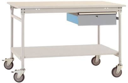 Manuflex BB5331.9006 Komplett BASIS oldalsó asztal melamin tetején + egyetlen fiókkal, Szélesség x H: 1000 x 800 x 850 mm Alumínium ezüst