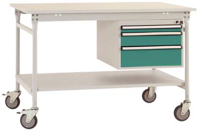 Manuflex BB5371.0001 Komplett BASIS oldalsó asztal melamin tetején + háztartással, szélesség x magasság: 1250 x 800 x 850 mm Szürke, Zöld