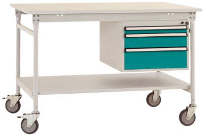 Manuflex BB5361.5021 Komplett BASIS oldalsó asztal melamin tetejével + háztartással, Szélesség x H: 1000 x 800 x 850 mm Vízkék