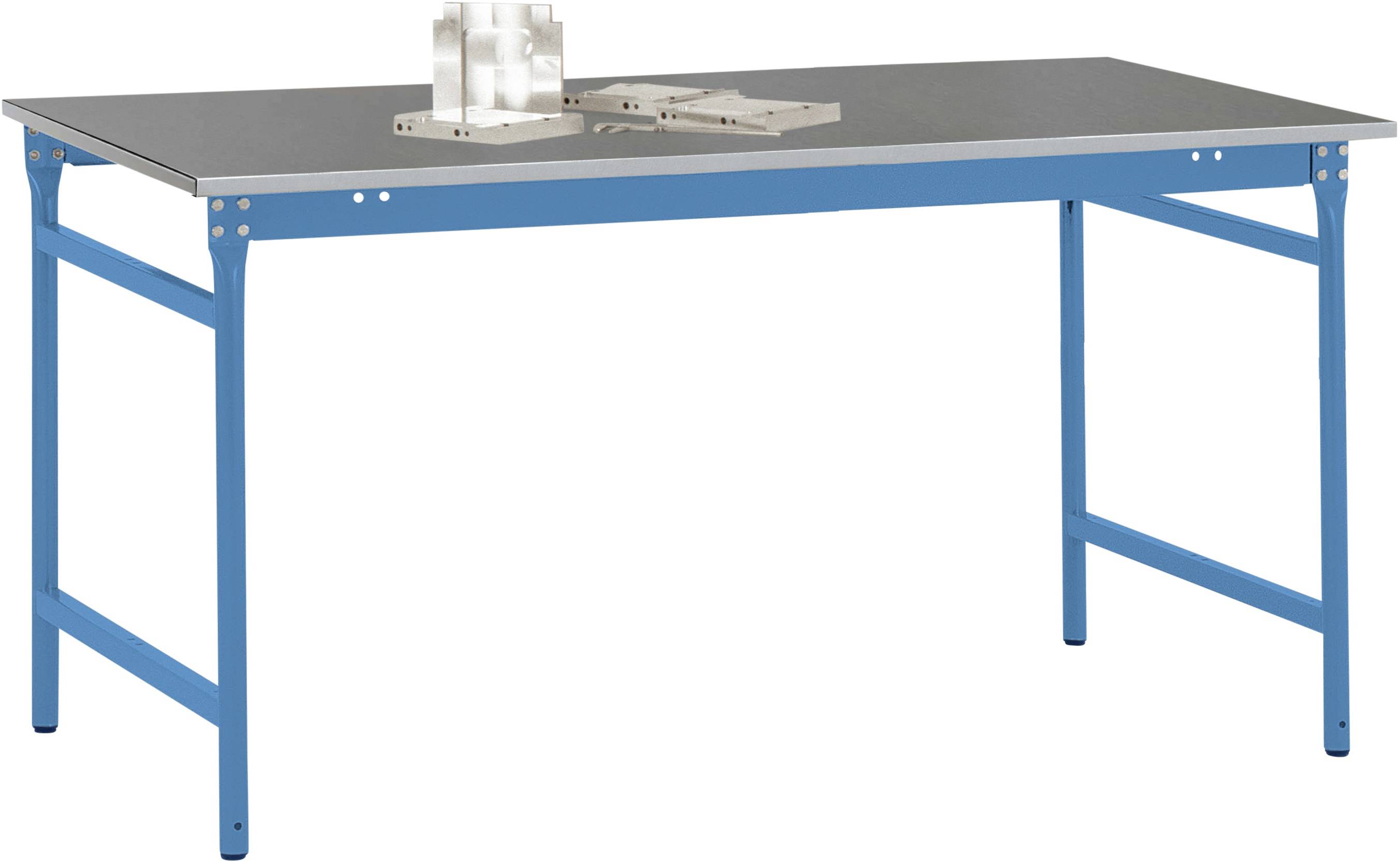 Manuflex BB3064.5012 Helyhez kötött BASIS oldalsó asztal fémlemez felülettel, világoskék RAL 5012, Szélesség x magasság: 1500 x 800 x 780 mm Élénk kék (RAL