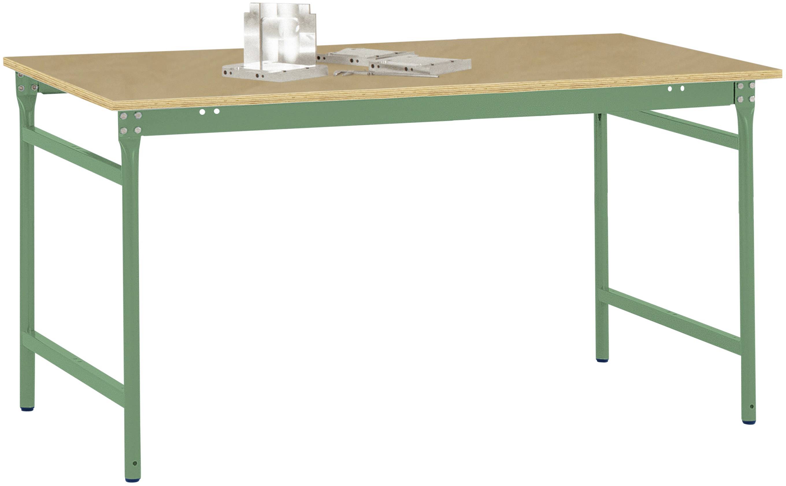 Manuflex BB3015.6011 Helyhez kötött BASIS oldalsó asztal multiplex asztallapokkal zöld alapon, RAL 6011, szélesség nagysága: 1000 x 600 x 780 mm Rezedazöld