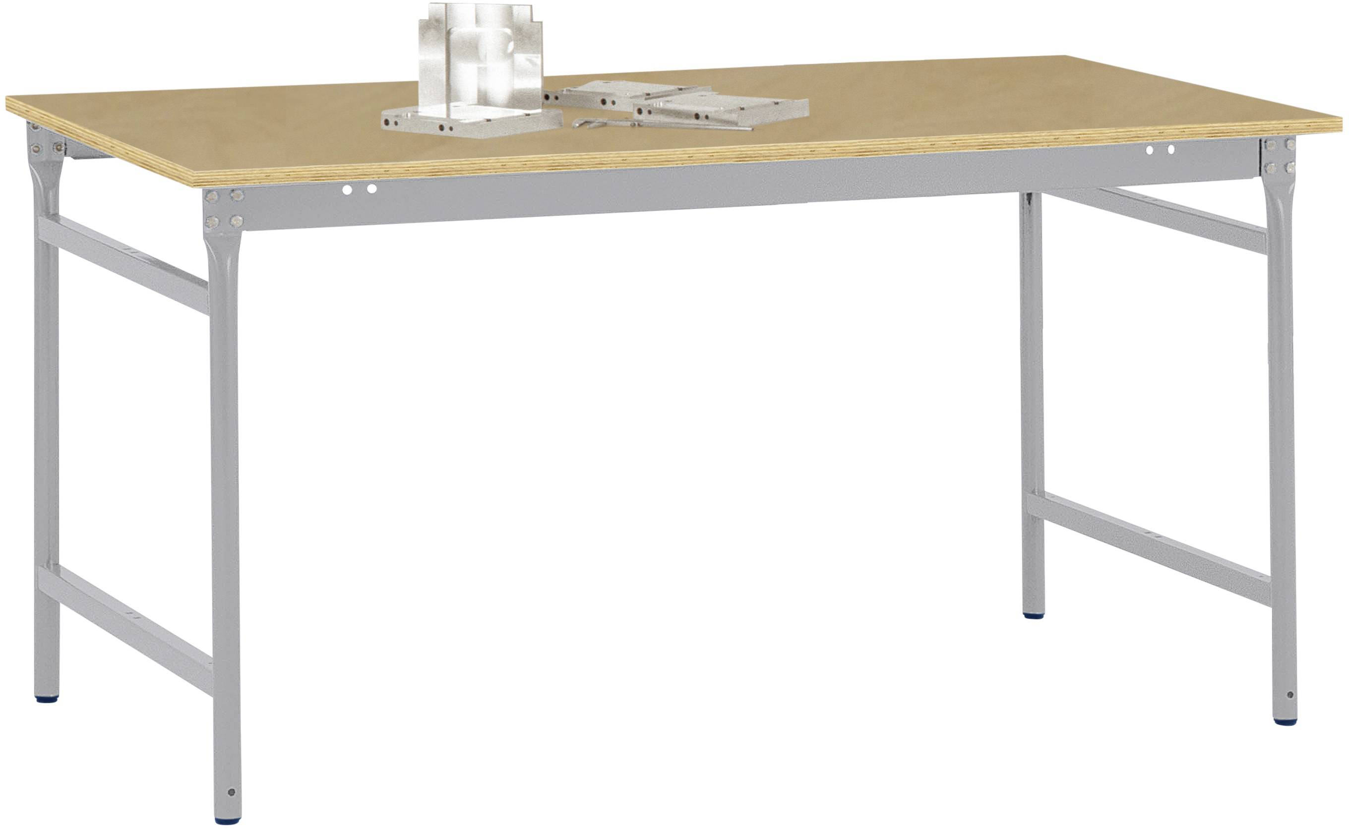 Manuflex BB3045.9006 Helyhez kötött BASIS oldalsó asztal, multiplex asztallaptal, ezüst ezüstből, hasonló a RAL 9006-hoz, Szélesség: 1250 x 800 x 780 mm