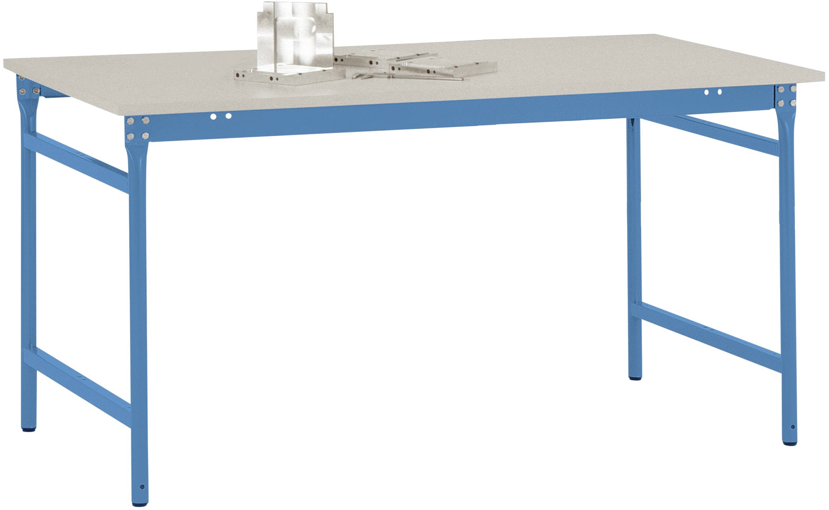 Manuflex BB3051.5012 Helyhez kötött BASIS oldalsó asztal melamin asztallaptal, világoskékben RAL 5012, SzxxxH: 1500 x 600 x 780 mm Élénk kék (RAL 5012)