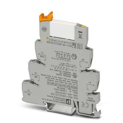 Kompakt szürke sorkapocs-adapter több csatlakozóval, felül narancssárga karral, elektronikai áramkörök részére alkalmas.