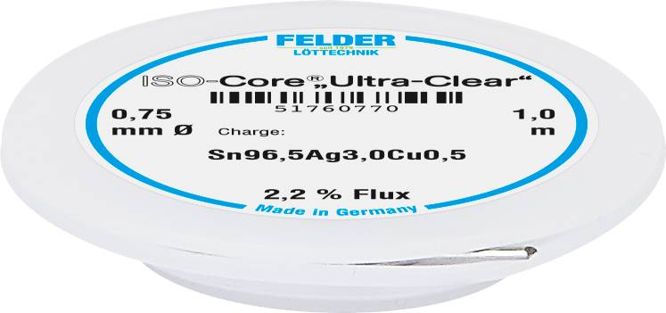 Felder ISO-Core Ultra Clear SAC305 Forrasztóón Tekercs Sn96,5Ag3Cu0,5 0.75 mm