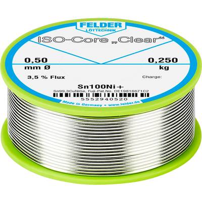 Felder Löttechnik ISO-Core "Clear" Sn100Ni+ Forrasztóón Tekercs Sn99,25Cu0,7Ni0,05  0.250 kg 0.5 mm