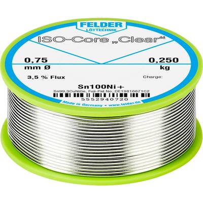 Felder Löttechnik ISO-Core "Clear" Sn100Ni+ Forrasztóón Tekercs Sn99,25Cu0,7Ni0,05  0.250 kg 0.75 mm