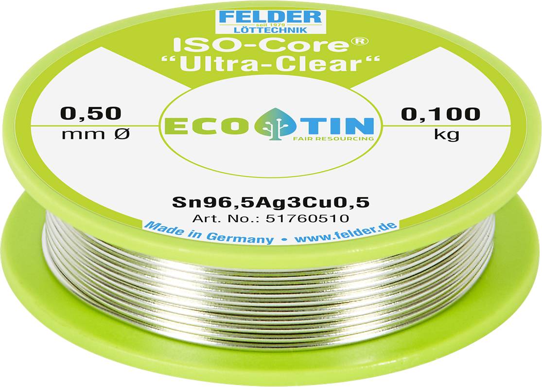 Felder ISO-Core Ultra Clear SAC305 Forrasztóón Tekercs Sn96,5Ag3Cu0,5 0.100 kg 0.5 mm