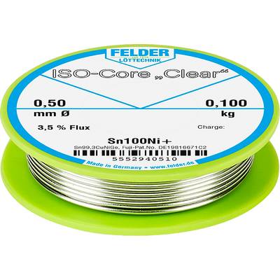 Felder Löttechnik ISO-Core "Clear" Sn100Ni+ Forrasztóón Tekercs Sn99,25Cu0,7Ni0,05  0.100 kg 0.5 mm