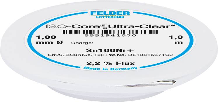 Felder ISO-Core Ultra-Clear Sn100Ni+ Forrasztóón, ólommentes Tekercs Sn99,25Cu0,7Ni0,05 1 mm