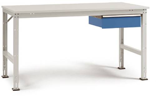 Manuflex AU5501.5007 Komplett munkaasztal Grund UNIVERSAL Standard melamin tetejű, szélesség nagysága = 1500 x 800 x 760-870 mm Briliáns kék (RAL 5007)
