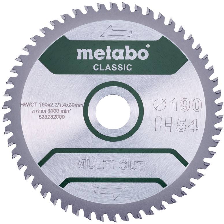 Metabo MULTI CUT CLASSIC 628663000 Körfűrészlap 190 x 30 x 1.4 mm Fogak száma (collonként): 54 1 db
