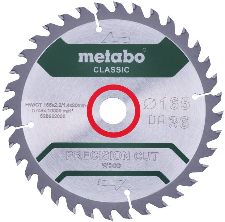 Metabo PRECISION CUT WOOD CLASSIC 628662000 Körfűrészlap 165 x 20 x 1.4 mm Fogak száma (collonként): 36 1 db