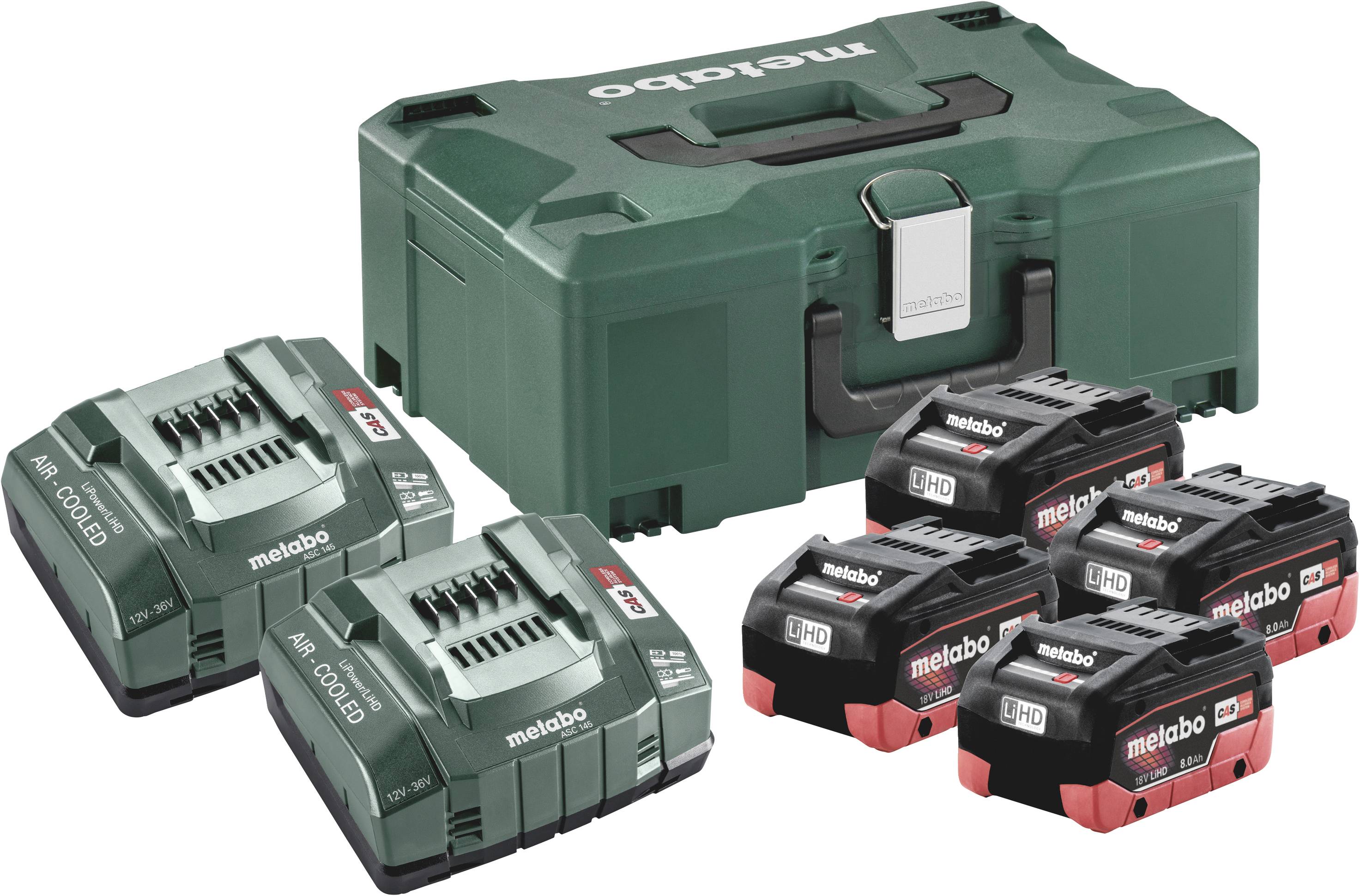 Metabo Basic Set 4 x LiHD 8.0 Ah + ASC 145 Duo BASE SET 4 X LIHD 8.0 AH + 2 X ASC 145 + METALOC 685135000