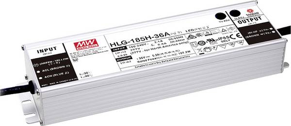 MEAN WELL  LED meghajtó  Állandó feszültségű, Állandó áramú 186.3 W 3.45 A 54 V/DC Gyúlékony felületekre szerelhető, Bútorhoz alkalmas, Kültéri, PFC-áramkör, Fényerő-szabályozó nélkül, Túlterhelés elleni védelem, Túlfeszültség kategória, 1 db