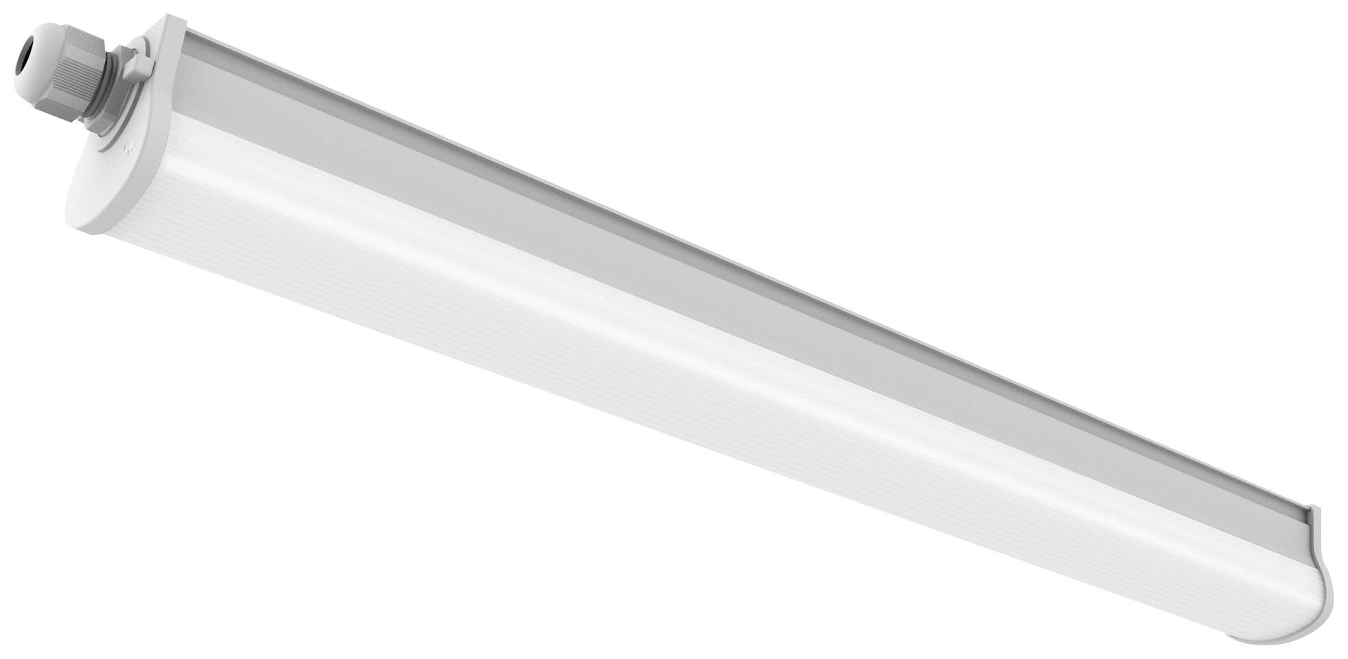 Hosszúkás LED-lámpa egyszerű, modern dizájnnal; alkalmas mennyezeti vagy fali felszerelésre beltérben.