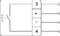 Az ábra egy elektromos kapcsolási rajzot mutat, amelyen egy transzformátor látható, '3', '+', '-', '4' jelölésekkel és három csatlakoztatott kábellel.