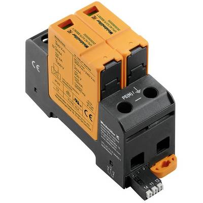 Egy narancs-fekete elektronikai modul csatlakozókkal, elektromos specifikációkkal és márkalogóval ellátva.