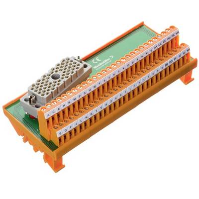 Egy narancssárga elektromos csatlakozó több számozott csatlakozóval, ipari alkalmazásokra tervezve.