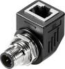 Csatlakozó adapter, RJ45 alj - M12 dugó, könyök, Weidmüller IE-AD-M12DRJ45-MF-90 1514940000