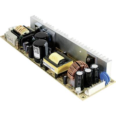 Egy nyitott kapcsolóüzemű tápegység áramköri lapja, rajta különböző elektronikai alkatrészekkel, úgymint tekercsek, kondenzátorok és hűtőbordák.