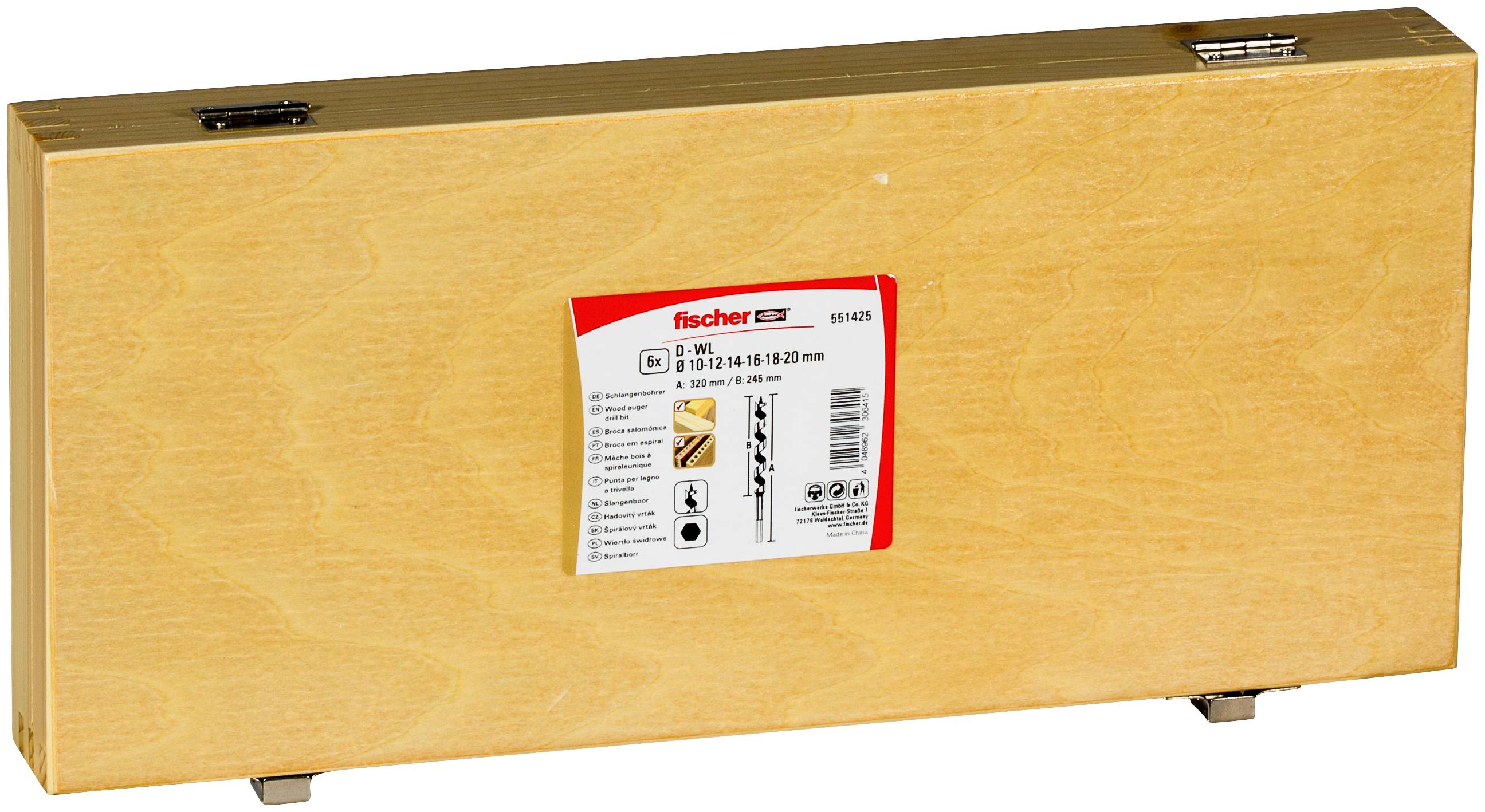 Fischer 551425 Csigafúró készlet 6 részes 10 mm, 12 mm, 14 mm, 16 mm, 18 mm, 20 mm Teljes hossz 320 mm 6 rész