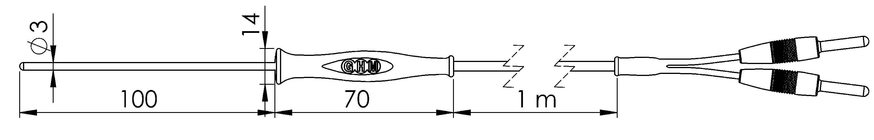 Greisinger GF1T-T3-B-BS Merülő érzékelő -70 - +250 °C Érzékelő típus Pt1000