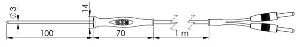 Greisinger GF1T-T3-B-BS Merülő érzékelő  -70 - +250 °C  Érzékelő típus Pt1000