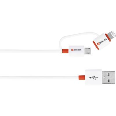 Skross Apple iPad/iPhone/iPod Csatlakozókábel [1x USB - 1x Mikro USB dugó, Apple Dock dugó Lightning] 1.00 m Fehér
