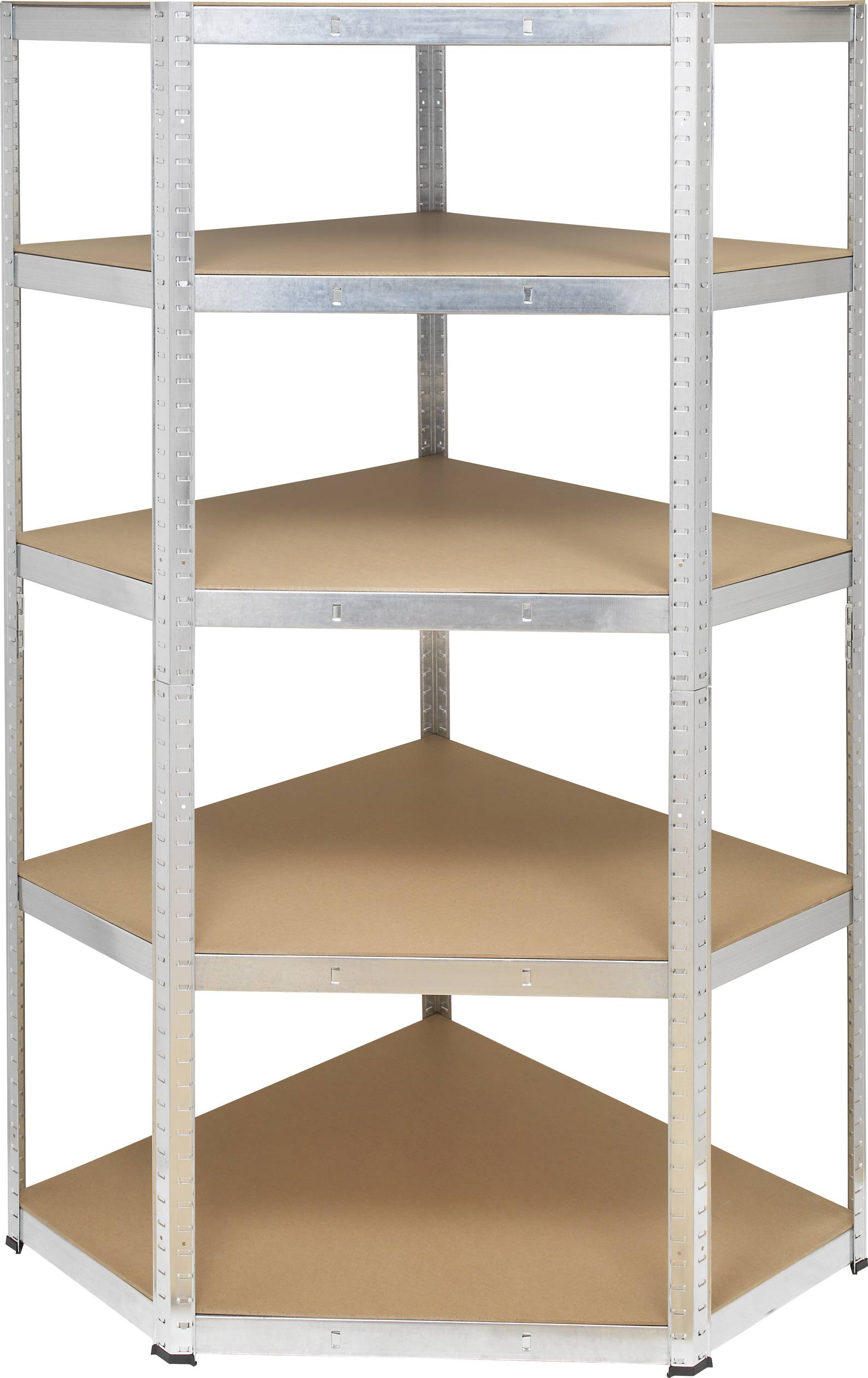 Állítható sarokpolc 175 kg 70 x 180 x 70 cm Fém, MDF Ónozott, Ezüst Fa padló, Toolcraft