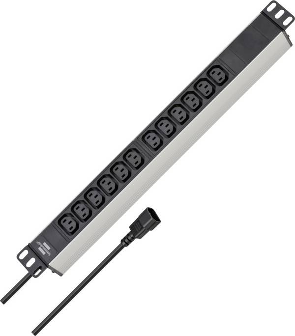 Brennenstuhl 1390007112 Elosztó, 19" 12 részes Ezüst, Fekete Hidegkészülék dugó 1 db