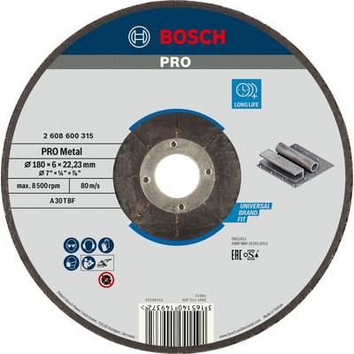 Bosch Accessories Bosch Power Tools 2608600315 Nagyolótárcsa, hajlított 180 mm 1 db Acél