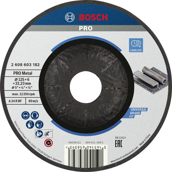 Bosch Accessories  2608603182  2608603182  Nagyolótárcsa, hajlított  125 mm  1 db  Acél
