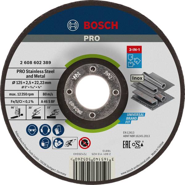 Bosch Accessories  Bosch Power Tools  2608602389  Vágótárcsa, hajlított  125 mm  1 db  Fém