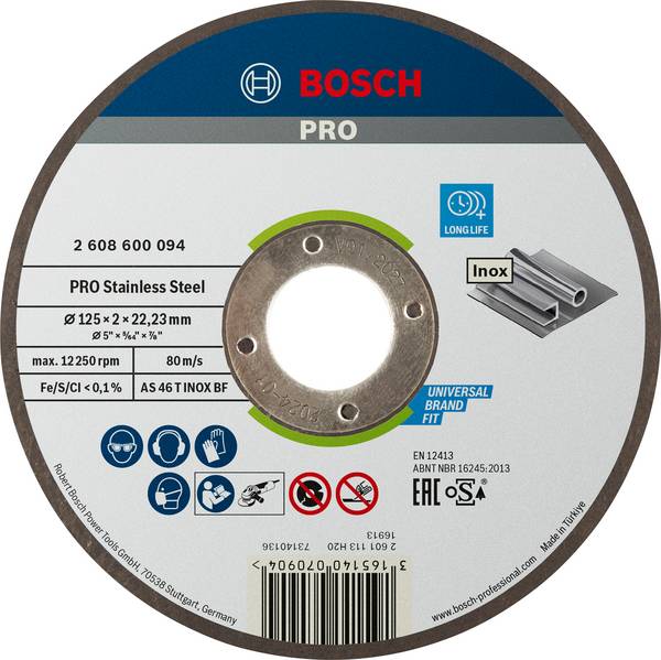 Bosch Accessories  2608600094  2608600094  Vágótárcsa, egyenes  125 mm  1 db  Acél