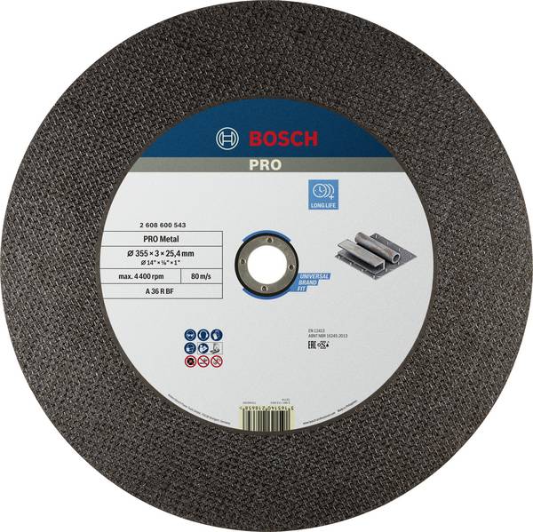 Bosch Accessories  2608600543  2608600543  Vágótárcsa, egyenes  355 mm  1 db  Acél