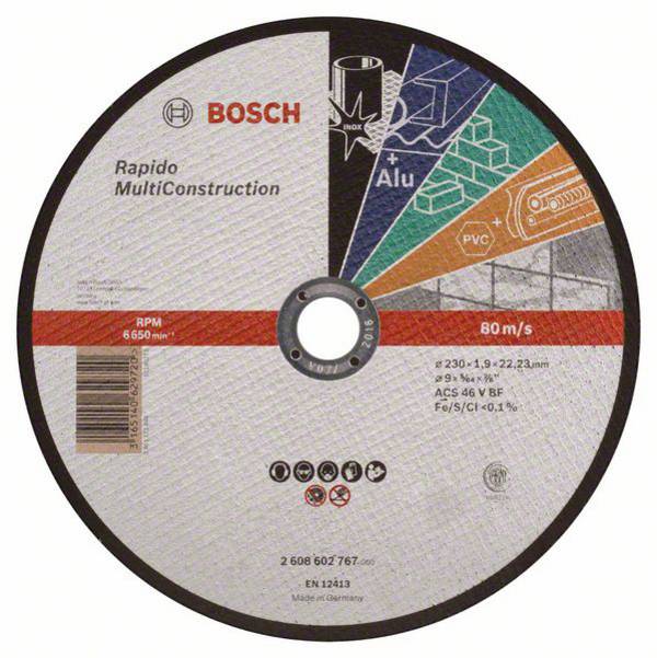 Bosch Accessories  2608602767  2608602767  Vágótárcsa, egyenes  230 mm  1 db  Acél