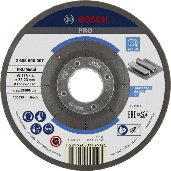 Bosch Accessories  2608600007  2608600007  Nagyolótárcsa, hajlított  115 mm  1 db  Acél