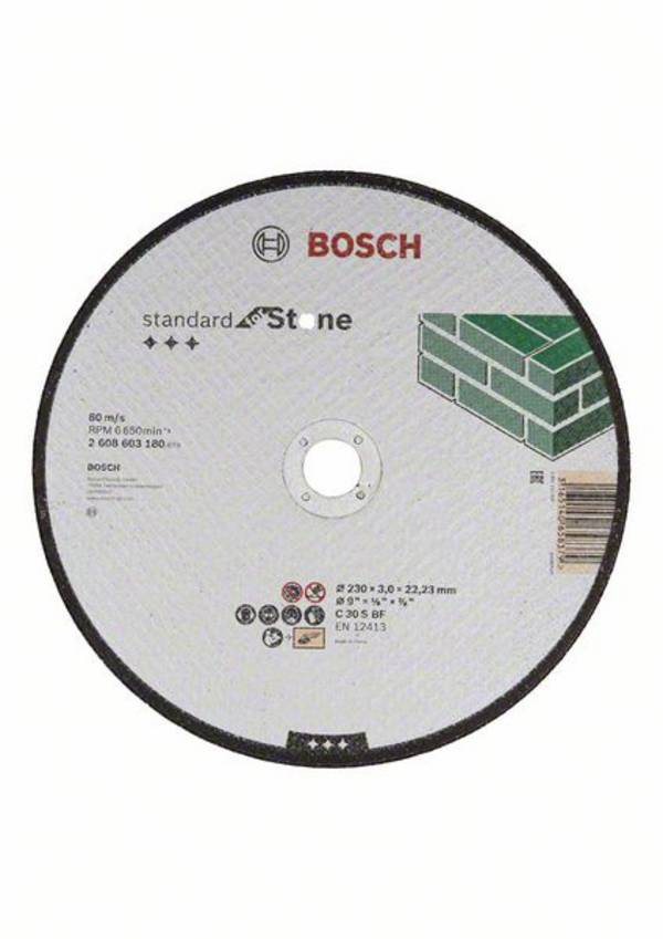 Bosch Accessories  2608603180  2608603180  Vágótárcsa, egyenes  230 mm  1 db  Kő