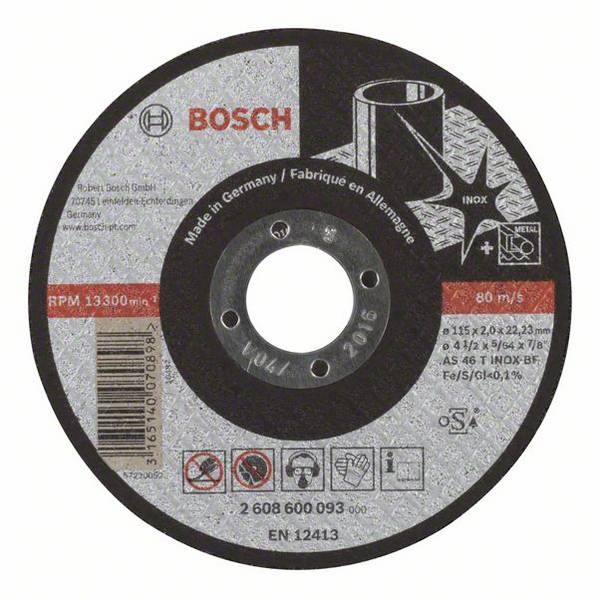 Bosch Accessories  2608600093  2608600093  Vágótárcsa, egyenes  115 mm  1 db  Acél