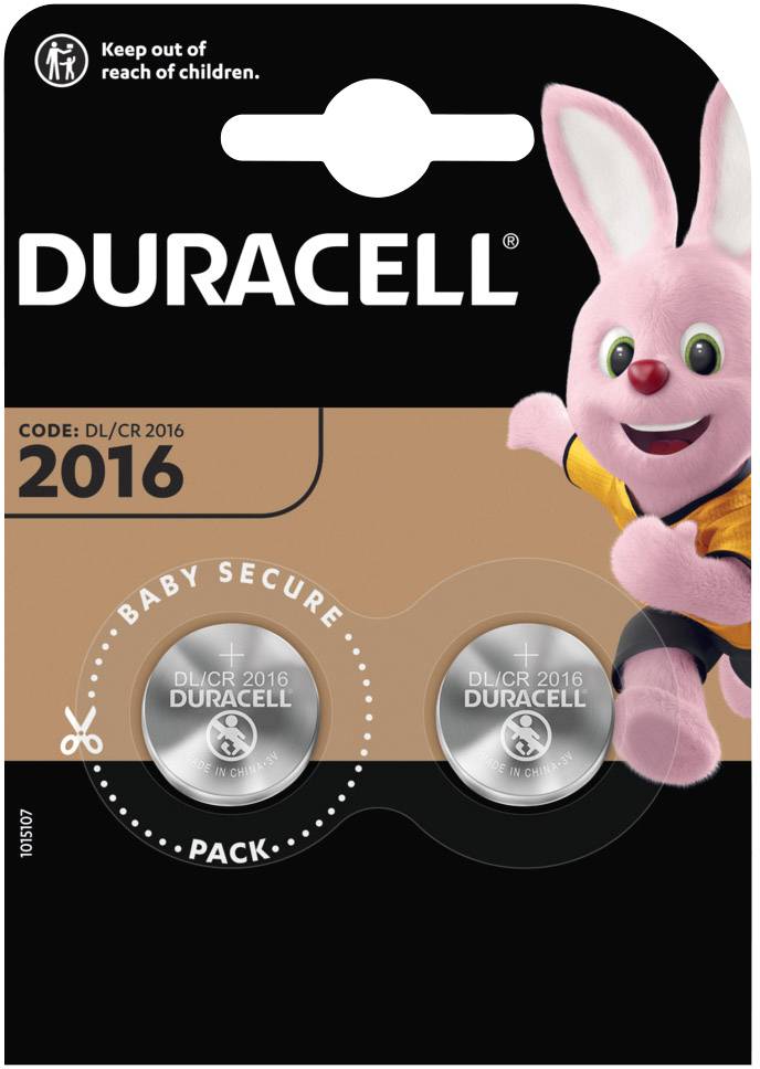 Duracell Gombelem CR 2016 3 V 2 db 90 mAh Lítium Elektro 2016
