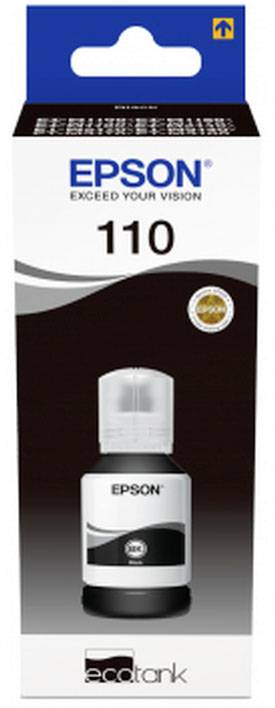 Epson tintapatron 110 Ecotank nyomtatókhoz, 65 ml, fekete, a 'Exceed Your Vision' feliratú csomagolásban.