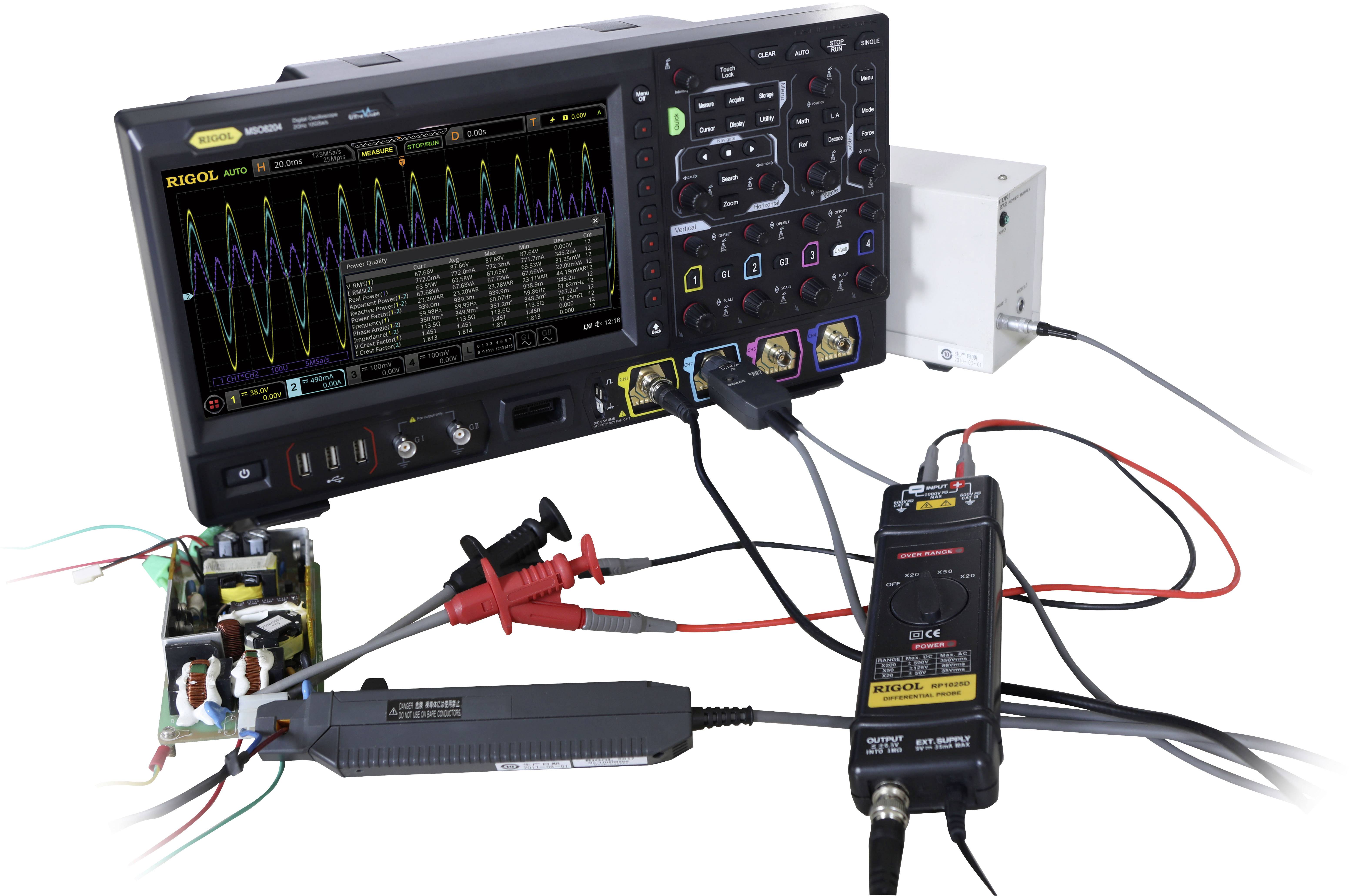 Rigol MSO8104 Digitális oszcilloszkóp 1 GHz 8 bit Multiméter funkciók, Logikai analizátor, Függvénygenerátor, Digitális memória (DSO) 1 db