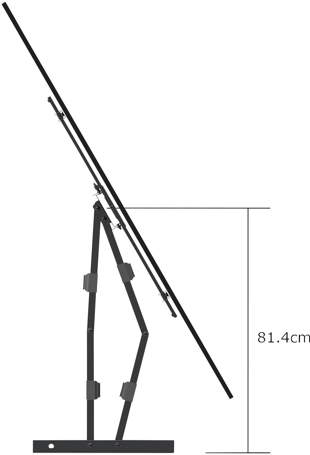 Egy 81,4 cm-es szögben állítható állvány illusztrációja.