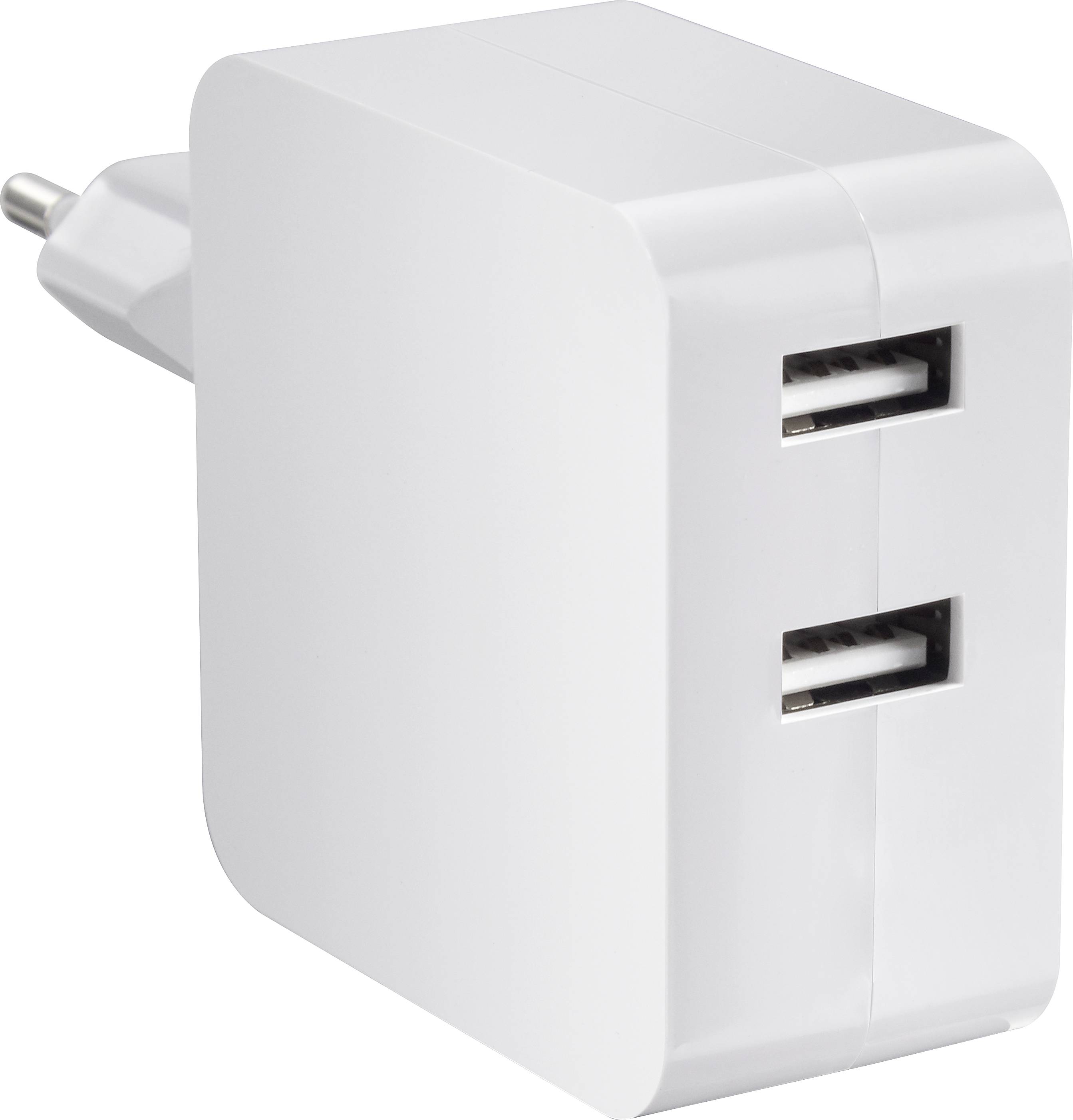 VOLTCRAFT SPS-2400/2+WH-N USB-s töltőkészülék 24 W 2x USB-A Fehér Beltér